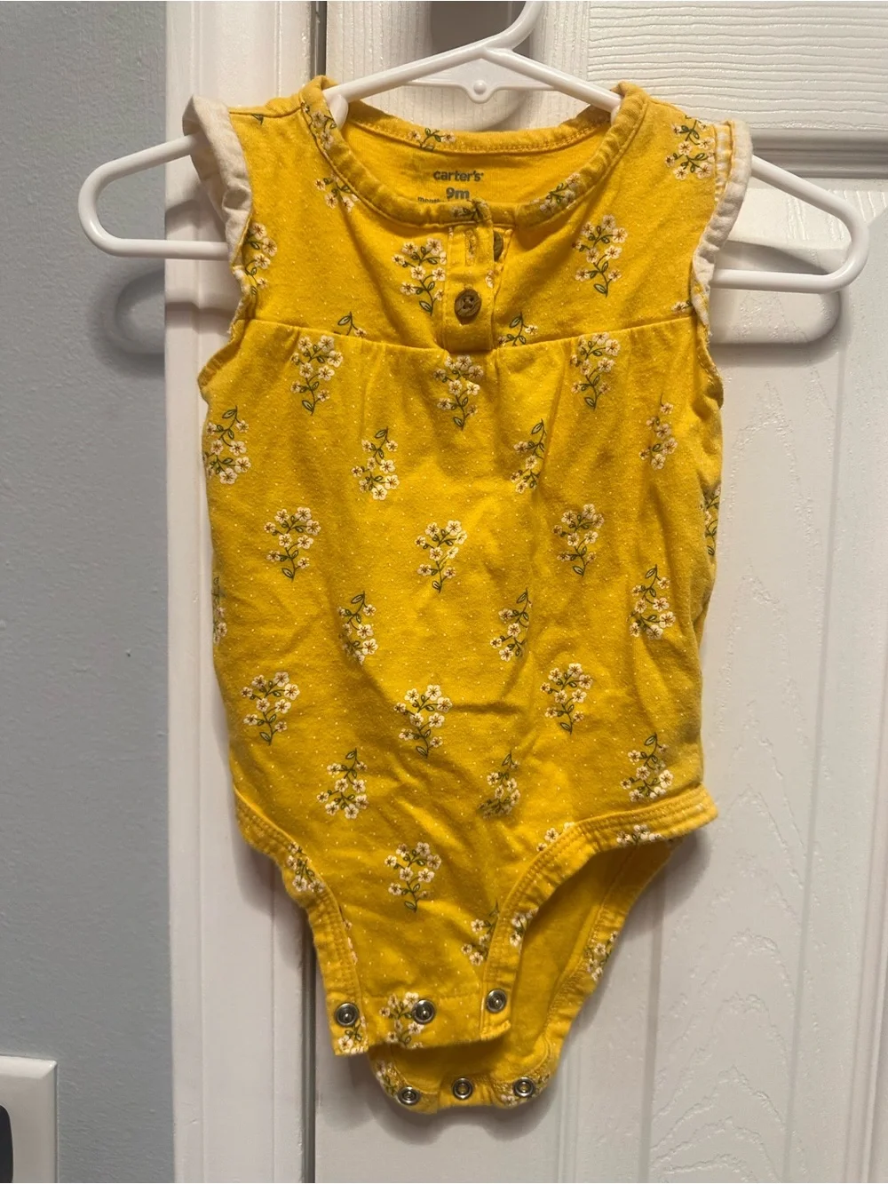 Carter's Yellow Floral Sleeveless Baby One-Piece Bodysuit